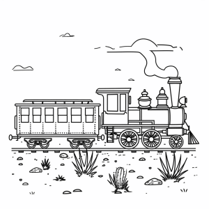 Alter Westernzug - Dampflokomotive Abenteuer zum Ausmalen