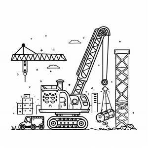 Bagger und Schaufelradaktion - Bagger und Kran zum Ausmalen