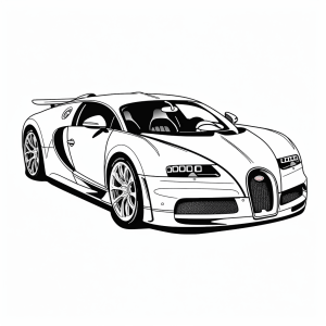 Bugatti - Ausmalbild eines schnellen Sportwagens