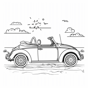 Cabriolet am Strand - Cabriolet Am Strand Ausmalbild