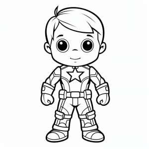 Captain America - Ausmalbild Kleiner Superheld für Kinder