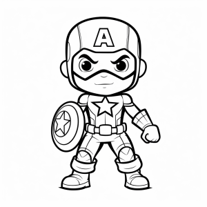 Captain America - Chibi Superheld Ausmalbild - Malspaß für Kinder