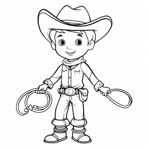 Cowboy mit Lasso - Cowboy Abenteuer Ausmalbild