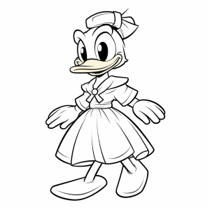 Daisy Duck - Daisy Duck im eleganten Kleid zum Ausmalen