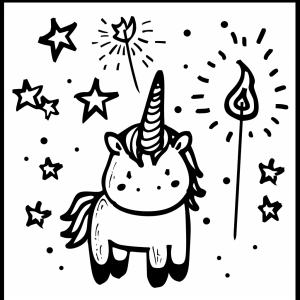 Einhorn und Feuerwerk - Einhorn und Feuerwerk Ausmalspaß