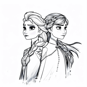 Elsa und Anna aus Frozen - Elsa und Anna Ausmalbild für Kinder