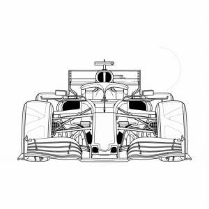 Formel 1 Rennwagen - Formel 1 Rennwagen Ausmalbild für Kinder