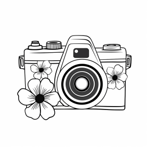 Fotograf - Blumenverzierte Fotokamera Zeichnung