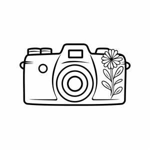 Fotograf - Fotokamera Zeichnung mit Blumen