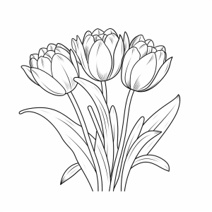 Gelbe Tulpen - Gelbe Tulpen Ausmalvorlage