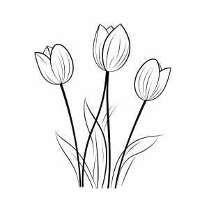 Gelbe Tulpen - Gelbe Tulpen Ausmalbild