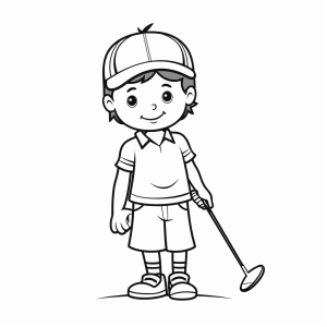 Golf - Kleiner Golfspieler Ausmalbild