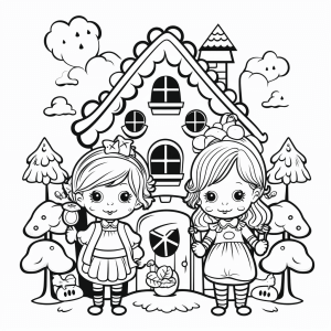 Hänsel und Gretel - Hänsel und Gretel Märchen Ausmalbild