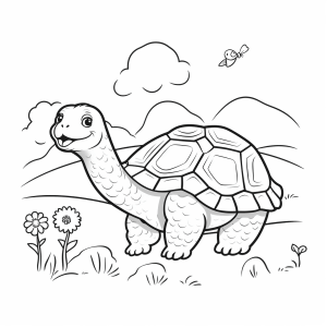 Landschildkröte - Freundliche Landschildkröte zum Ausmalen