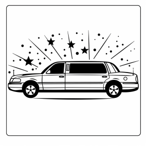 Limousine bei einer Gala - Elegante Gala-Limousine Ausmalseite