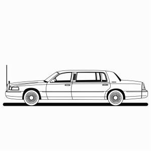 Limousine bei einer Gala - Ausmalbild einer Luxus-Limousine bei einer Gala