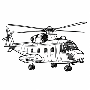 Militärhubschrauber - Militärhubschrauber Malvorlage für Kinder