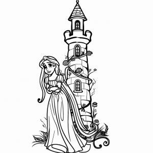 Rapunzel und der Turm - Rapunzel und ihr Märchenturm zum Ausmalen