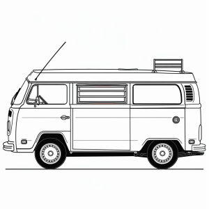 Retro Camper Van - Retro Campingbus Ausmalbild