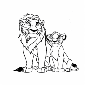 Simba und Der König der Löwen - Simba und Vater Safari Malvorlage