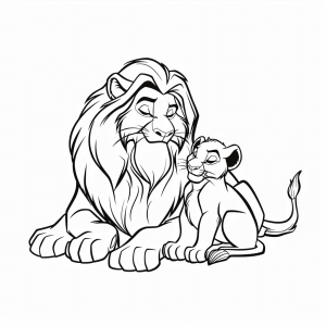 Simba und Der König der Löwen - Löwenfamilie Malvorlage