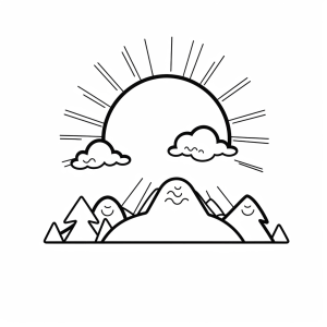 Sonnenuntergang - Sonnenuntergang über den Zauberbergen – Ein Ausmaltraum