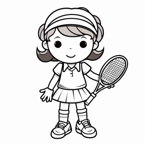 Tennis - Mädchen mit Tennisracket Ausmalbild