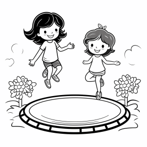 Trampolinspringen - Kinder auf dem Trampolin Ausmalbild