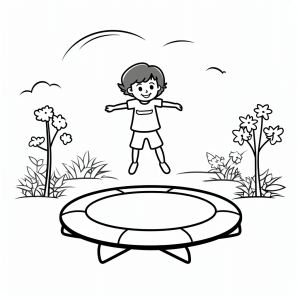 Trampolinspringen - Ausmalbild Trampolinspringen für Kinder