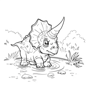 Triceratops am Wasserloch - Triceratops am Wasserloch Ausmalbild